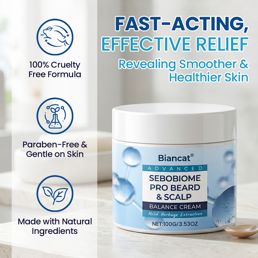 🔥 FLAKE-FREE SKIN IN 7 DAYS Biancat® SeboBiome Pro Beard & Scalp Cream 🌱 Reduces Itch & Flakes — No Greasy Residue!🔥